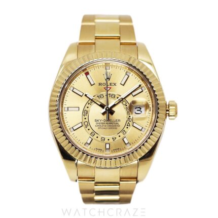 ROLEX SKY-DWELLER FULL YELLOW GOLD CHAMPAGNE DIAL 42MM 326938