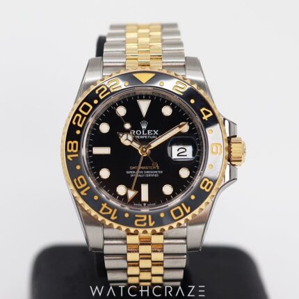 ROLEX GMT MASTER II TWO TONE BLACK DIAL 40MM 126713GRNR