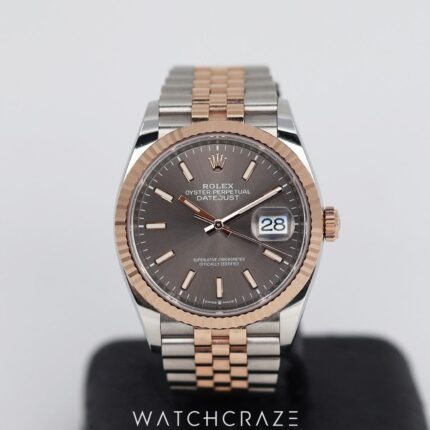 ROLEX DATEJUST SLATE DIAL 36MM 126231 TWO TONE ROSE GOLD STAINLESS STEEL